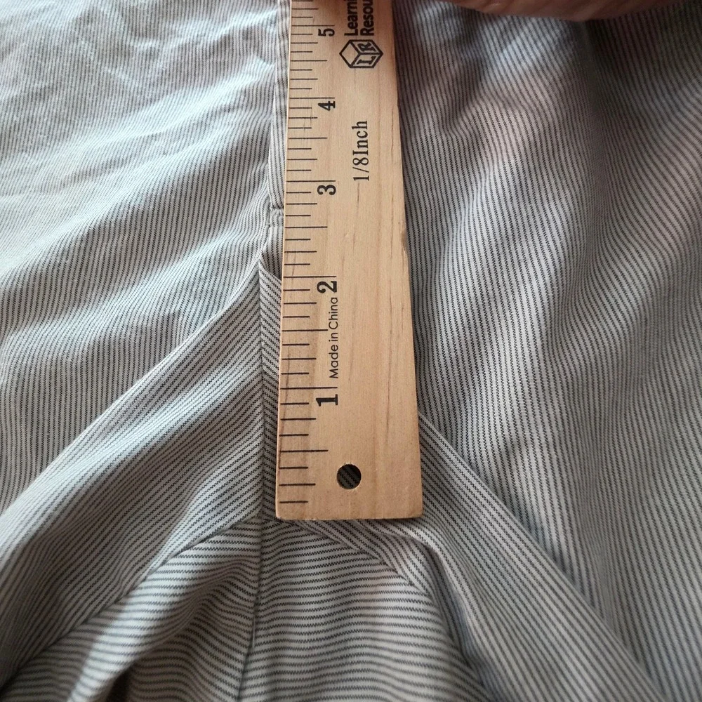 Banana Republic Mens 34x32 Mini Stripe Dress Pants Tan White Flat Front Trousers